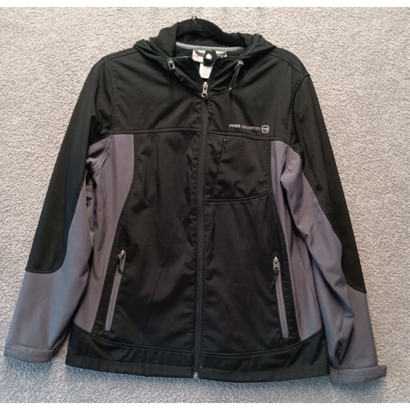 Free Country Women's Medium Hooded Insulated Jacket Black Gray Winter